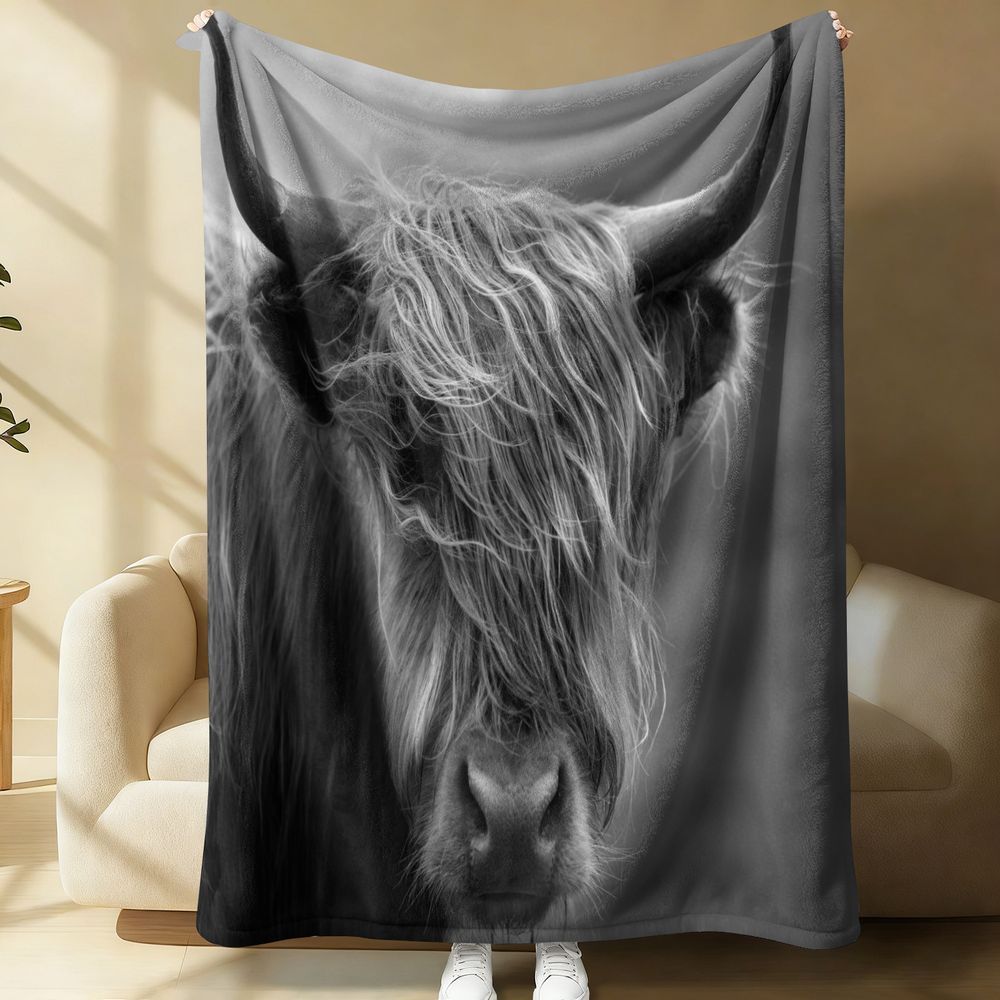 Highland Home Textiles - Highland Cow Throw Blanket Flannel Blanket