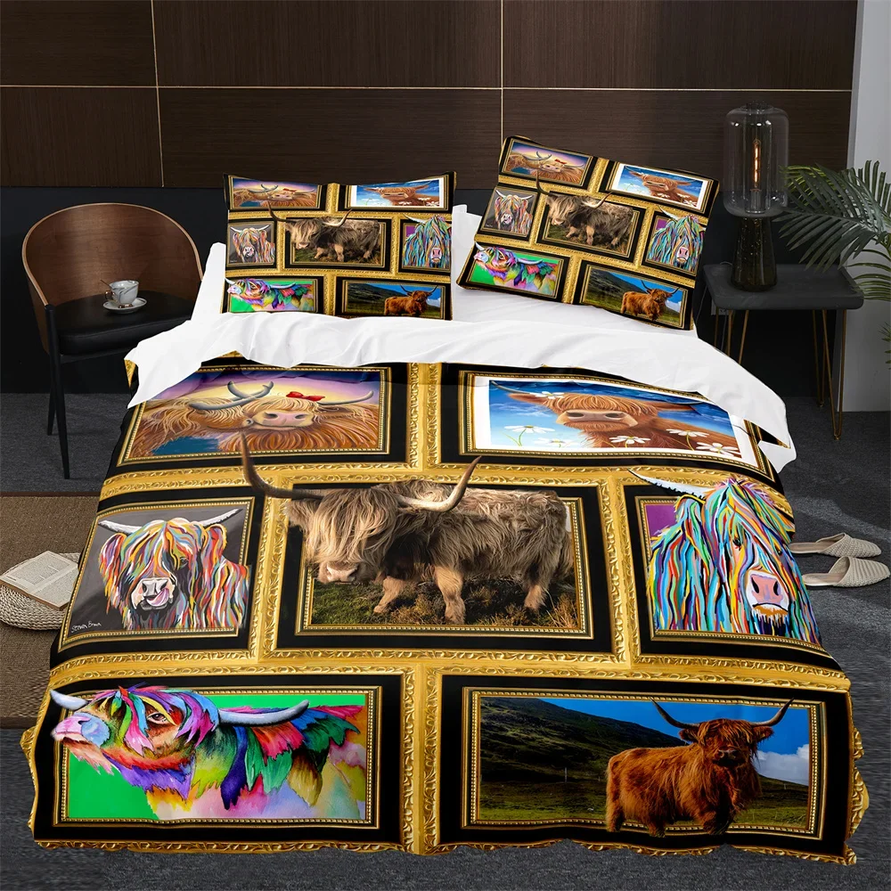 Highland Cow Cattle Farmhouse  - Highland Home Textiles 评论和价格