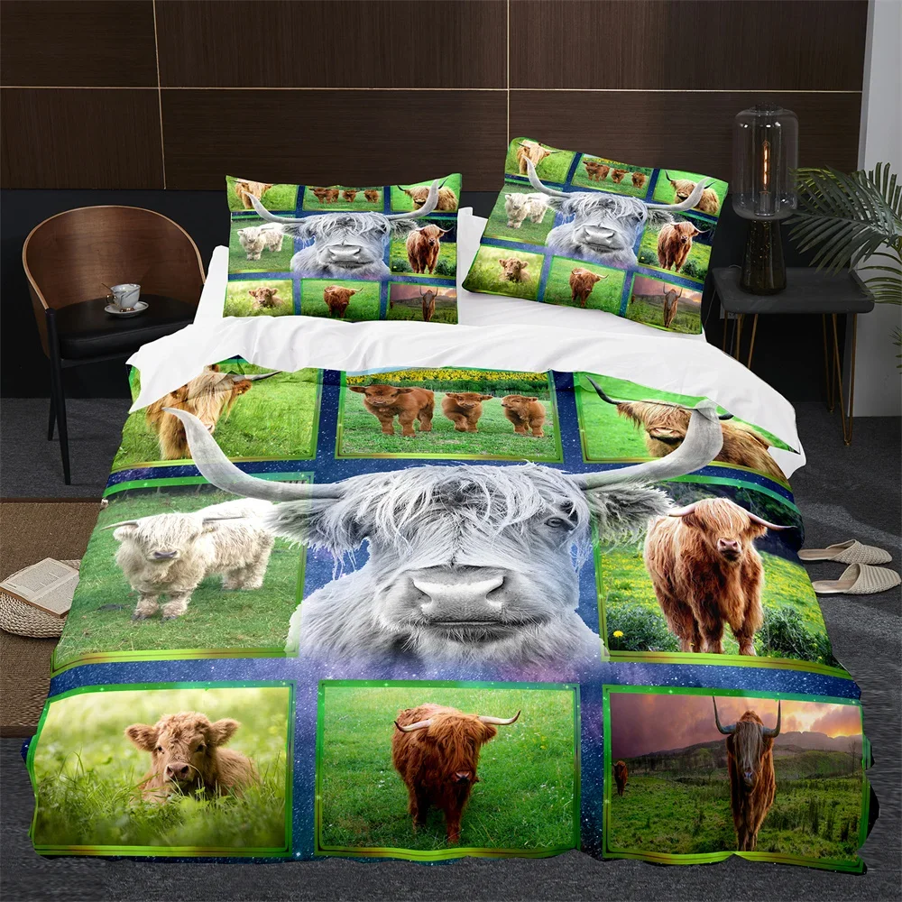 Highland Cow Cattle Farmhouse  - Highland Home Textiles 评论和价格