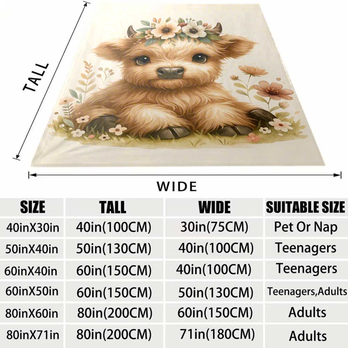 Kawaii Highland Calf Flower Pa - Highland Home Textiles 评论和价格