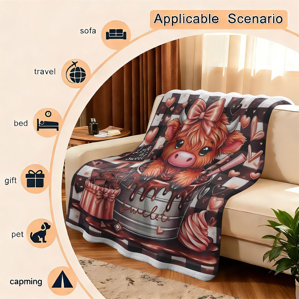 Cute Highland Cattle Printed F - Highland Home Textiles 评论和价格