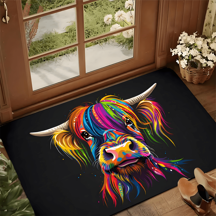 Colorful Highland Cow Welcome  - Highland Home Textiles 评论和价格
