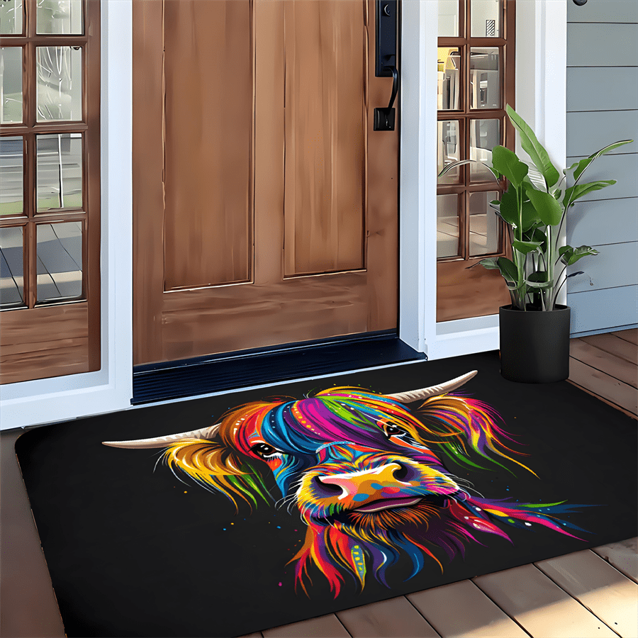Colorful Highland Cow Welcome  - Highland Home Textiles 评论和价格