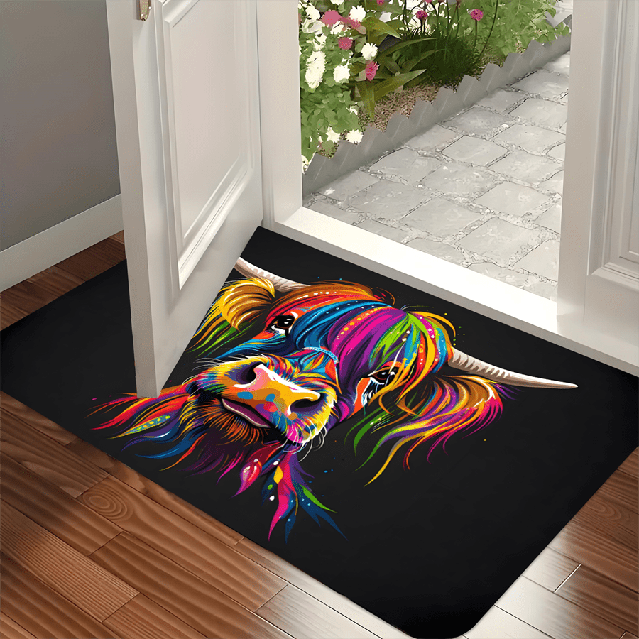 Colorful Highland Cow Welcome  - Highland Home Textiles 评论和价格