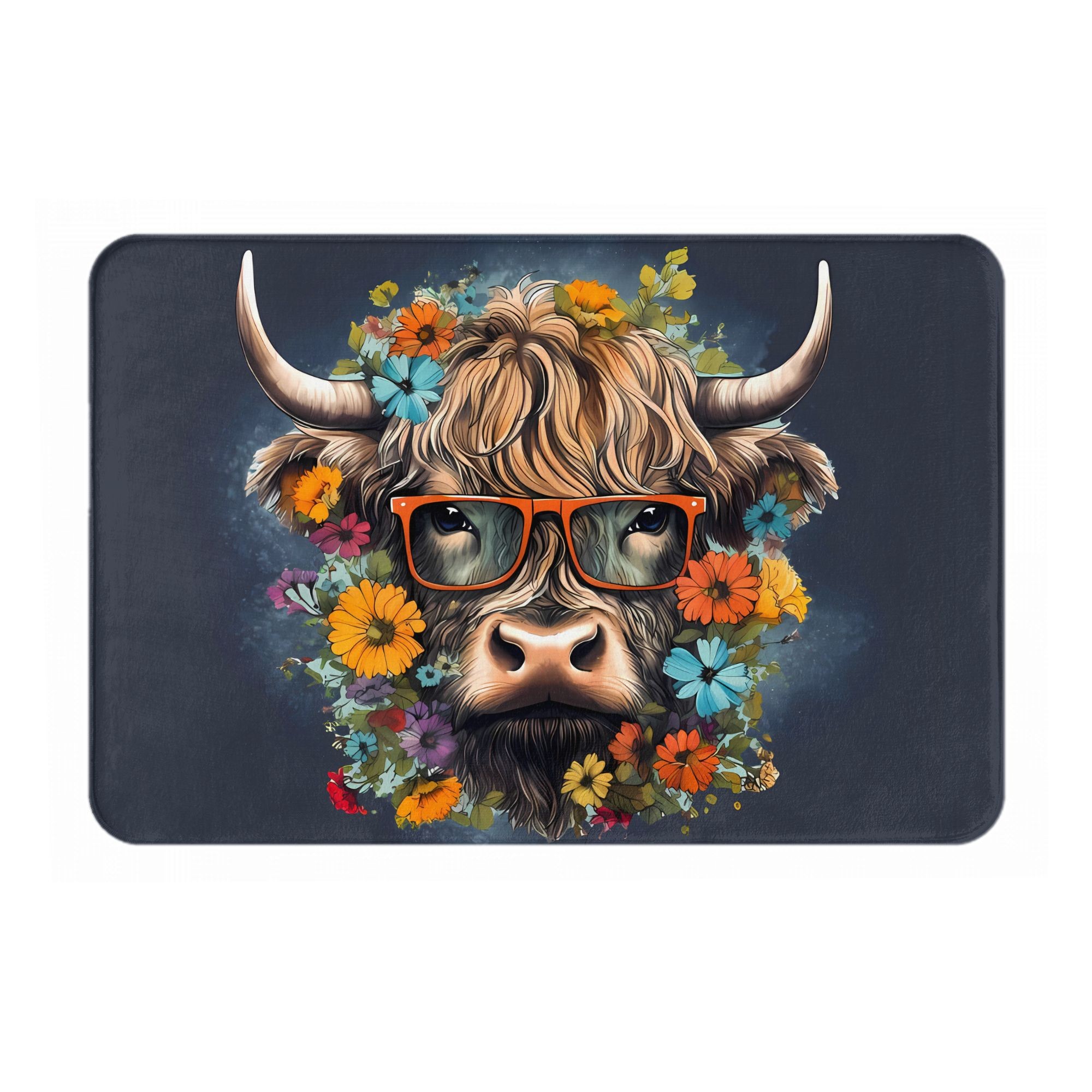 Highland Cow With Glasses Flor - Highland Home Textiles 评论和价格