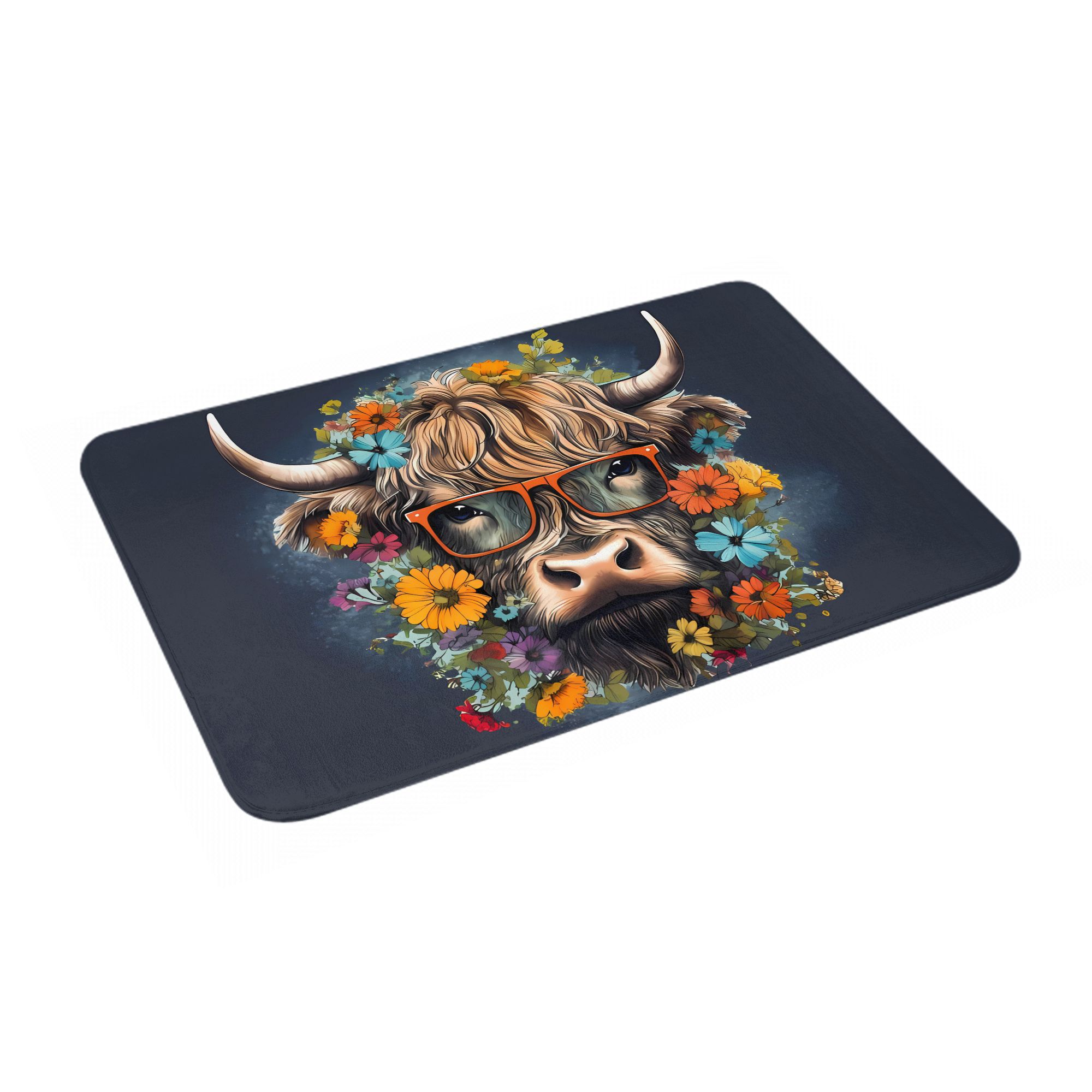 Highland Cow With Glasses Flor - Highland Home Textiles 评论和价格