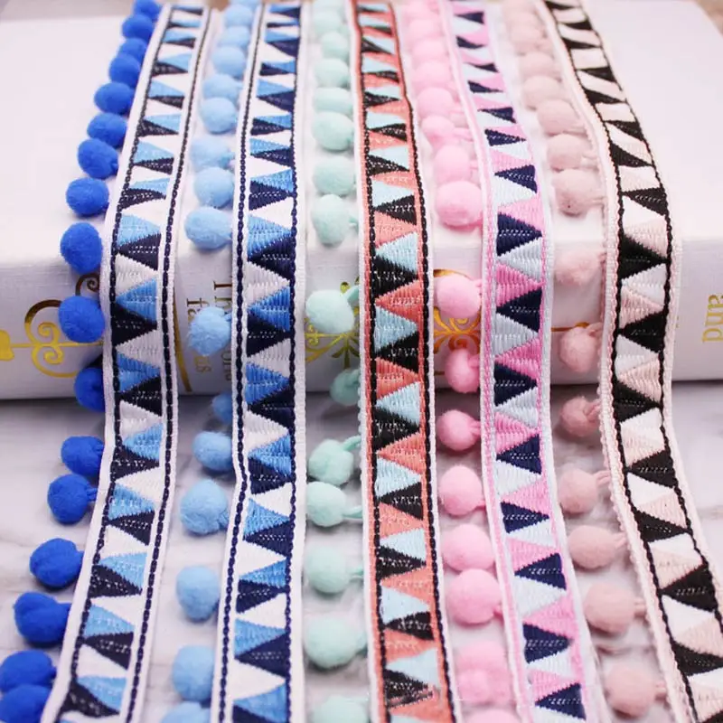 1-10Yards Pompoms Lace Trim Ba - Home Ec Textiles 评论和价格
