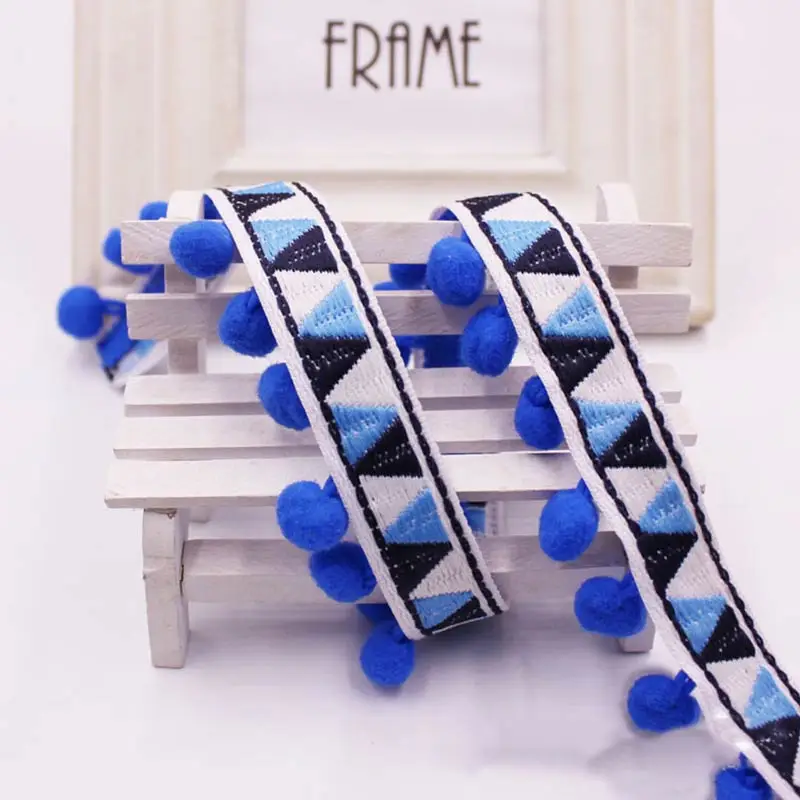 1-10Yards Pompoms Lace Trim Ba - Home Ec Textiles 评论和价格
