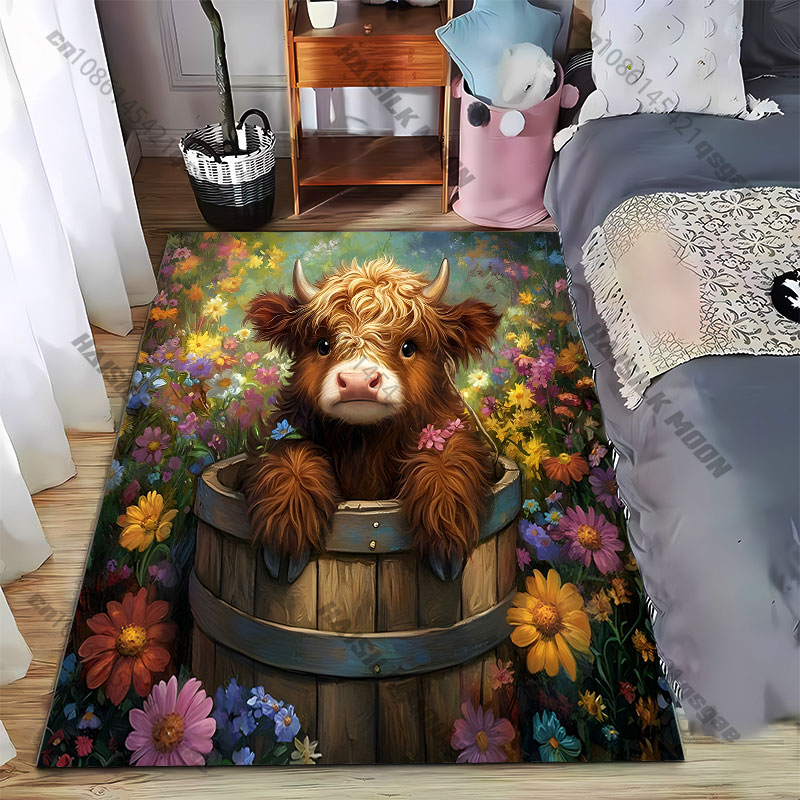 Highland calf flowers wooden b - Highland Home Textiles 评论和价格