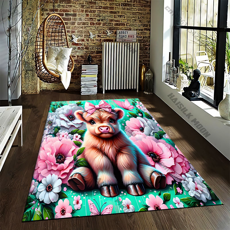Highland calf flowers wooden b - Highland Home Textiles 评论和价格