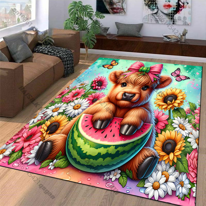Highland calf flowers wooden b - Highland Home Textiles 评论和价格