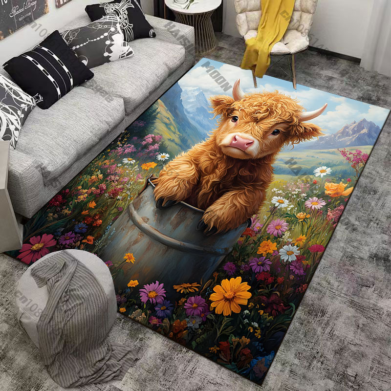Highland calf flowers wooden b - Highland Home Textiles 评论和价格